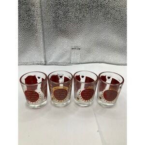 Set‎ of 4 Vintage Bacardi Cocktail Recipe Shot Glasses Glassware